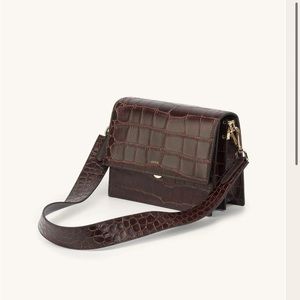 JW PEI brown croc mini flap crossbody